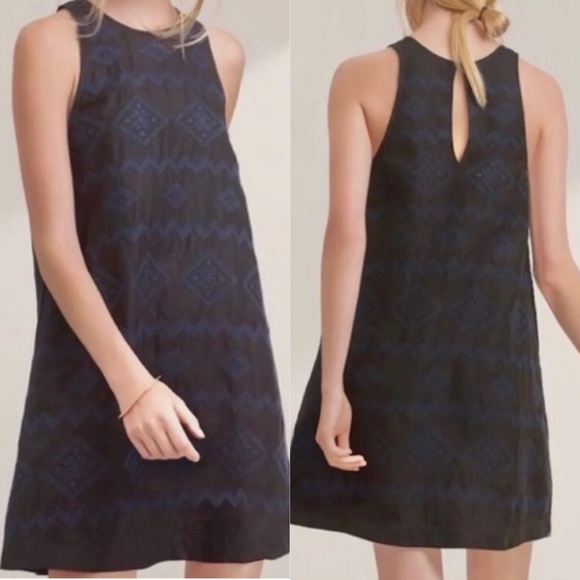Aritzia Dresses & Skirts - Aritzia Wilfred Black Navy Linen Embroidered Mini Dress Medium